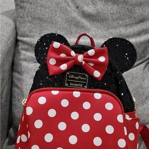 Disney Loungefly Red and Black Minnie Mouse Backpack